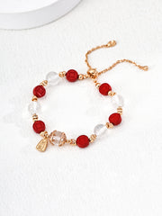 Fortune & Prosperity Bracelet: Cinnabar Coin with White Crystal