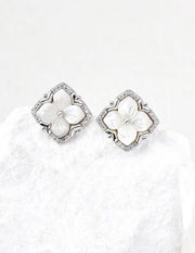 Regal Four-Leaf Clover Stud Earrings | Talisman of Faith, Hope, Love & Luck