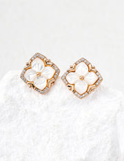 Regal Four-Leaf Clover Stud Earrings | Talisman of Faith, Hope, Love & Luck
