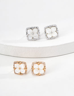 Regal Four-Leaf Clover Stud Earrings | Talisman of Faith, Hope, Love & Luck