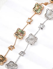 The Lucky Clover: Mother of Pearl & Abalone Shell Bracelet