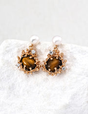 Lava Coral Series Tiger's Eye Earrings