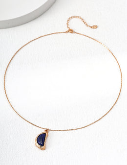 Antique-Inspired Lapis Lazuli Pendant Necklace in Sterling Silver