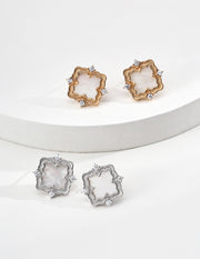 Vintage Shell Drop Earrings, Sterling Silver & Zirconia