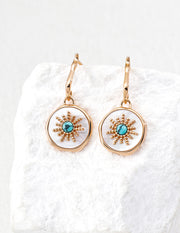 Modern Statement Earrings: Turquoise and Shell in Sterling Silver