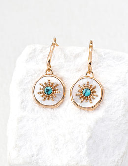 Modern Statement Earrings: Turquoise and Shell in Sterling Silver