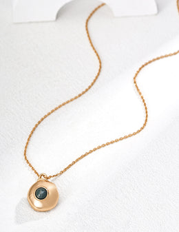 Zen-Inspired Moss Agate Pendant Necklace in S925 Silver | Long Layering Chain