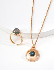 Zen-Inspired Moss Agate Pendant Necklace in S925 Silver | Long Layering Chain