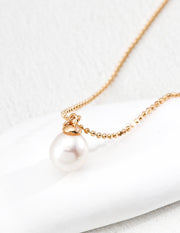 Classic Single Pearl Pendant Necklace | S925 Sterling Silver & Vintage Gold
