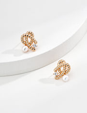 Modern Vintage Pearl Earrings | Delicate Gold Tone Studs
