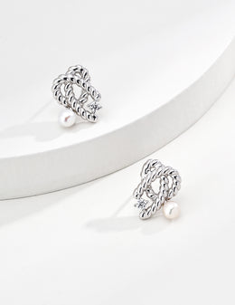 Modern Vintage Pearl Earrings | Delicate Gold Tone Studs