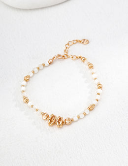 Pulsera vintage de nácar dorado | Plata de ley 925