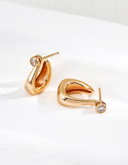 The Circle of Completeness Earrings | C-Hoop CZ Earrings for Good Fortune