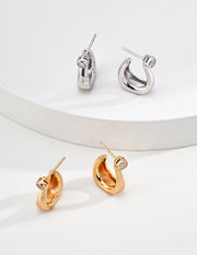 The Circle of Completeness Earrings | C-Hoop CZ Earrings for Good Fortune