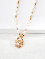 Minimalist Pearl & Mother of Pearl Pendant Necklace | S925 Silver