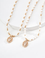 Minimalist Pearl & Mother of Pearl Pendant Necklace | S925 Silver