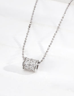 Classic Solitaire CZ Necklace | Vintage Gold & Platinum Silver