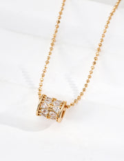 Classic Solitaire CZ Necklace | Vintage Gold & Platinum Silver