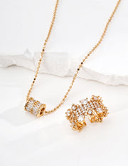 Classic Solitaire CZ Necklace | Vintage Gold & Platinum Silver