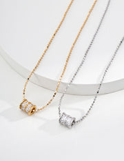 Classic Solitaire CZ Necklace | Vintage Gold & Platinum Silver