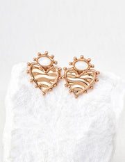 925 Silver Heart Mother of Pearl Earrings, Gold/Platinum Plated Ocean Wave Studs, Dainty Beach Jewelry for Women, Gift for Her