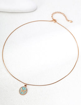 Vintage Gold Butterfly Necklace, 925 Sterling Silver Turquoise Enamel Pendant with Cubic Zirconia, Spring Butterfly Jewelry for Women