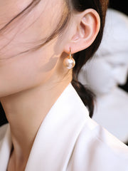 Modern Classic Shell Pearl Earrings | 14mm Sleek Hoops